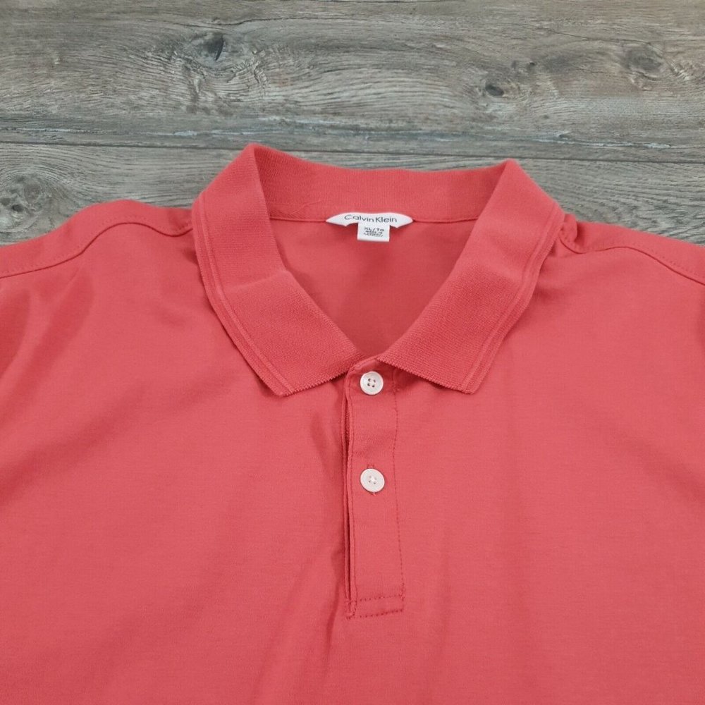 Calvin Klein Men XL Short Sleeve Polo Shirt Cotton Melon Active Golf Casual - Picture 5 of 10